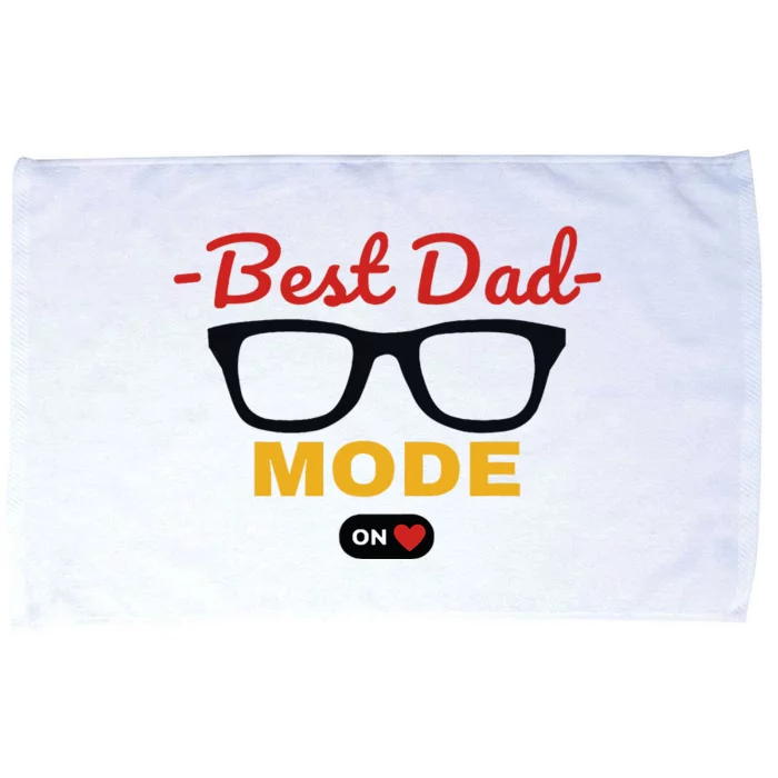 Best Dad On Mode With Heart Glasses Fathers Day Microfiber Hand Towel