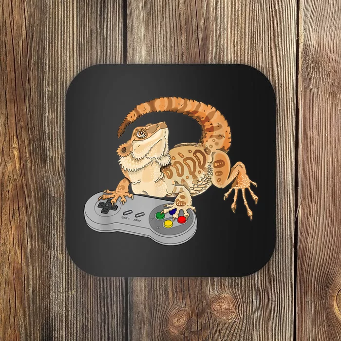 Bearded Dragon Playing Video Game Reptiles Pagona Gamer Coaster