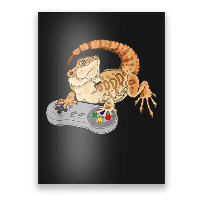 Bearded Dragon Playing Video Game Reptiles Pagona Gamer Poster