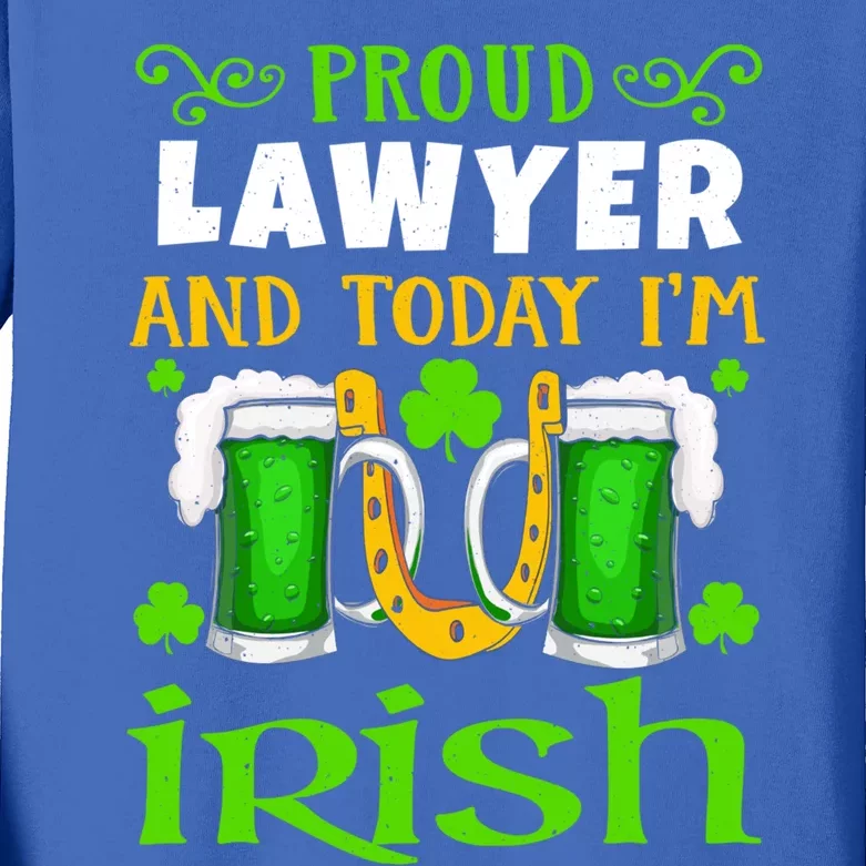 Beer Drunk Proud Lawyer Law Today Irish Saint Patrick's Gift Kids Long Sleeve Shirt