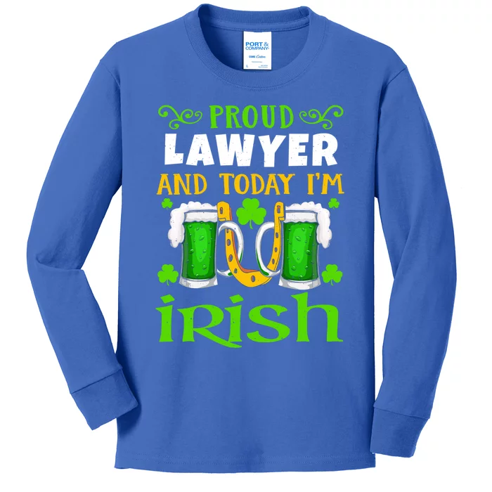 Beer Drunk Proud Lawyer Law Today Irish Saint Patrick's Gift Kids Long Sleeve Shirt