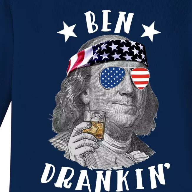 Ben Drankin Patriotic American Ben Franklin 4th Of July Gift Baby Long Sleeve Bodysuit