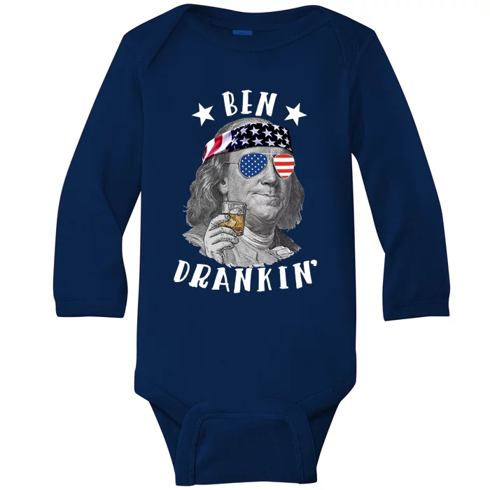 Ben Drankin Patriotic American Ben Franklin 4th Of July Gift Baby Long Sleeve Bodysuit