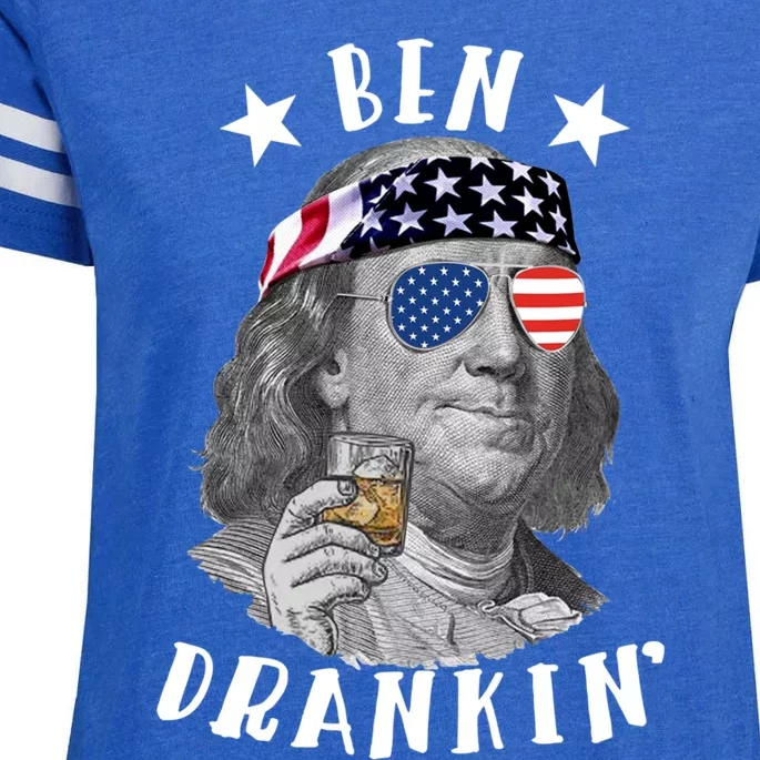 Ben Drankin Patriotic American Ben Franklin 4th Of July Gift Enza Ladies Jersey Football T-Shirt