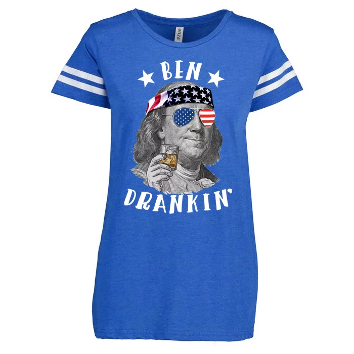 Ben Drankin Patriotic American Ben Franklin 4th Of July Gift Enza Ladies Jersey Football T-Shirt