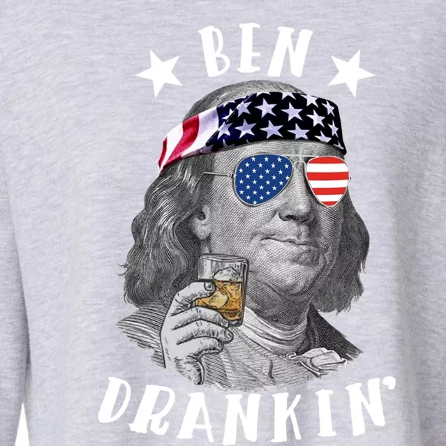 Ben Drankin Patriotic American Ben Franklin 4th Of July Gift Cropped Pullover Crew