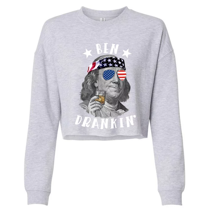 Ben Drankin Patriotic American Ben Franklin 4th Of July Gift Cropped Pullover Crew