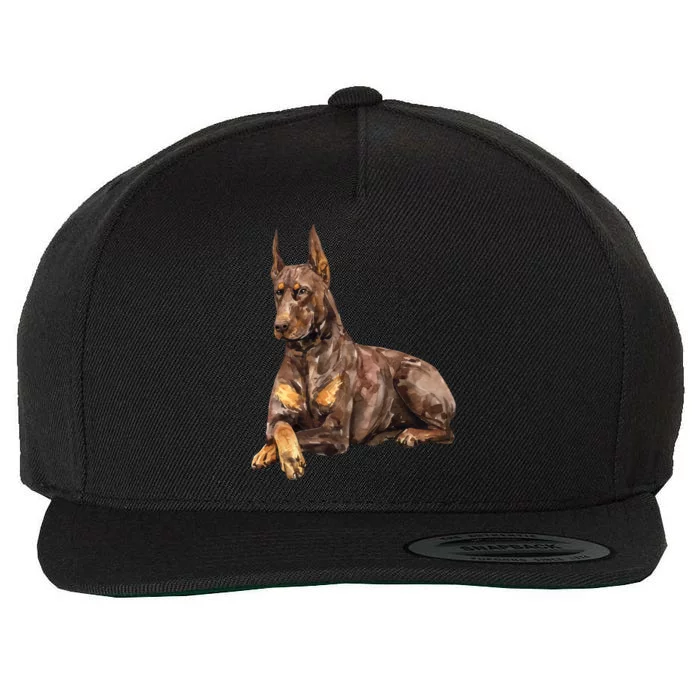 Brown Doberman Pinscher Wool Snapback Cap