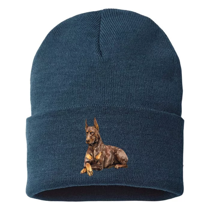 Brown Doberman Pinscher Sustainable Knit Beanie