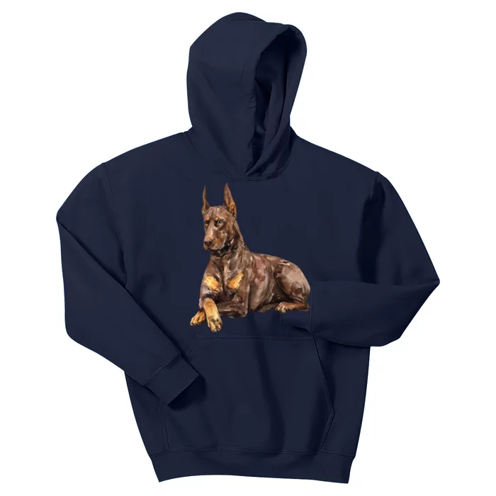 Brown Doberman Pinscher Kids Hoodie