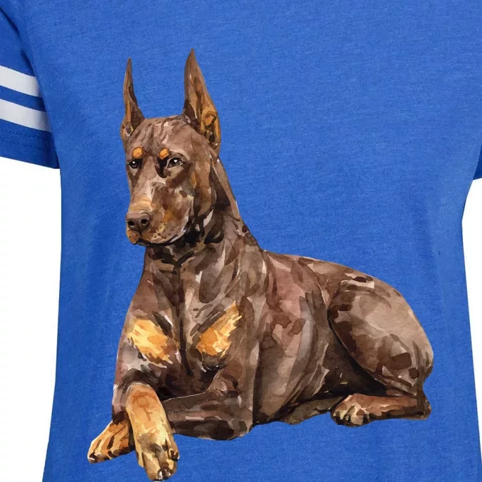 Brown Doberman Pinscher Enza Ladies Jersey Football T-Shirt