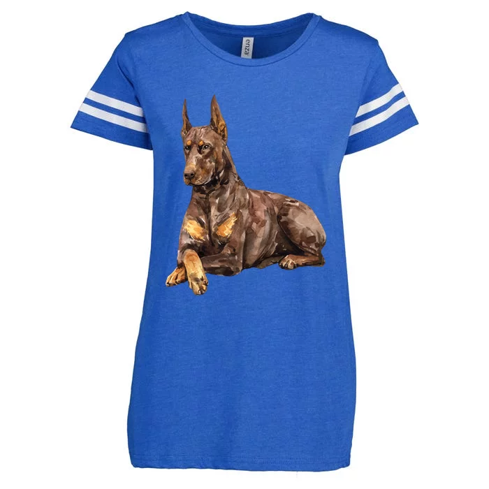 Brown Doberman Pinscher Enza Ladies Jersey Football T-Shirt