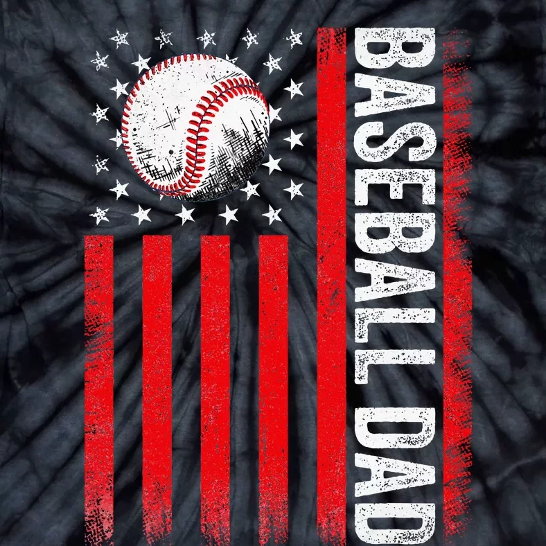 Baseball Dad Player American Us Flag Patriotic Tie-Dye T-Shirt