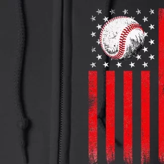 Baseball Dad Player American Us Flag Patriotic Full Zip Hoodie