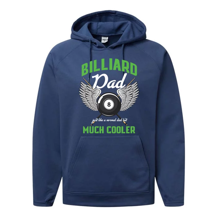 Billiard Dad Player Billiards Pool Snooker Father Cue Sports Gift Performance Fleece Hoodie