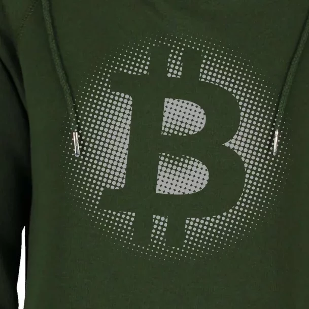 Bitcoin Dot Pattern Womens Funnel Neck Pullover Hood