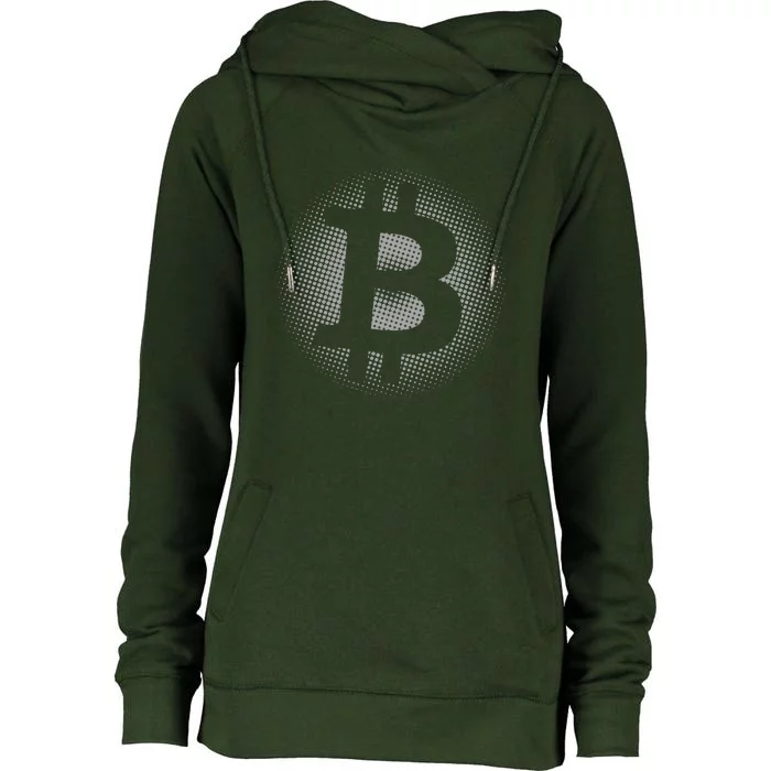 Bitcoin Dot Pattern Womens Funnel Neck Pullover Hood