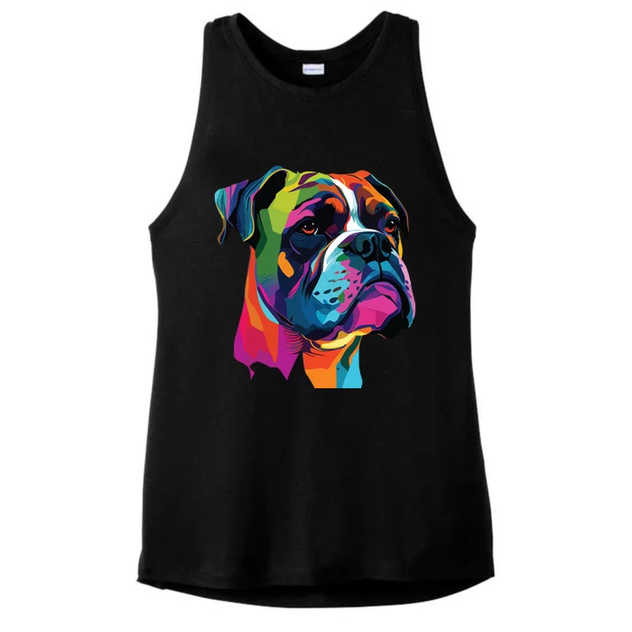 Boxer Dog Pop Art Design Cute Boxer Dog Lovers Ladies Tri-Blend Wicking Tank