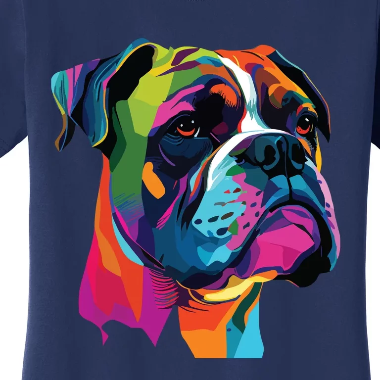 Boxer Dog Pop Art Design Cute Boxer Dog Lovers Women's T-Shirt