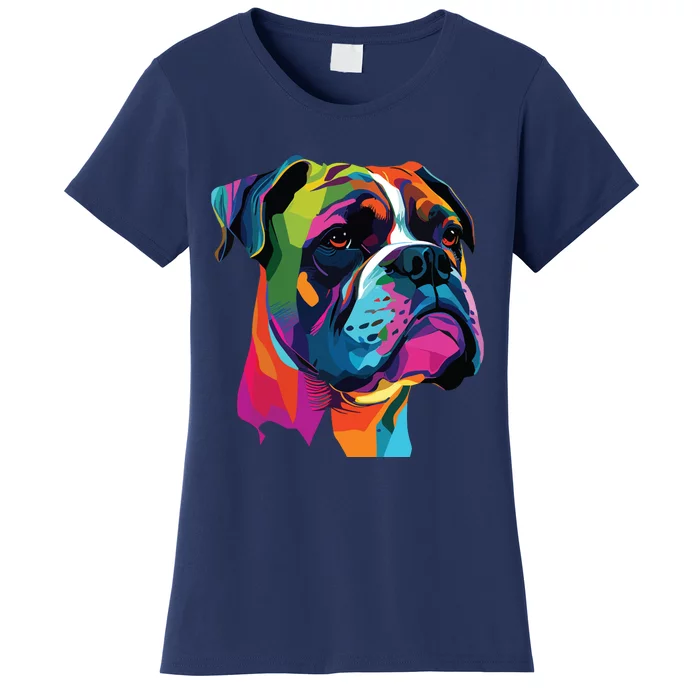 Boxer Dog Pop Art Design Cute Boxer Dog Lovers Women's T-Shirt