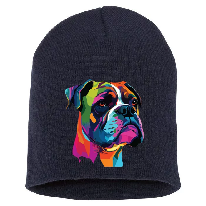 Boxer Dog Pop Art Design Cute Boxer Dog Lovers Short Acrylic Beanie