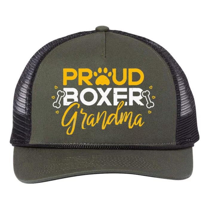 Boxer Dog Proud Grandma Granddog Boxer Breed Lovers Retro Rope Trucker Hat Cap