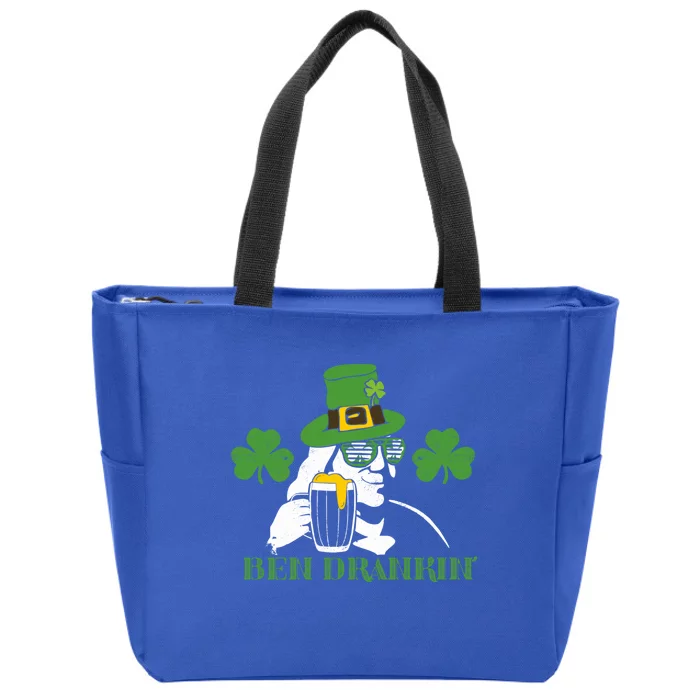 Ben Drankin Partying St Patricks Day Funny Beer Clover Lucky Gift Zip Tote Bag