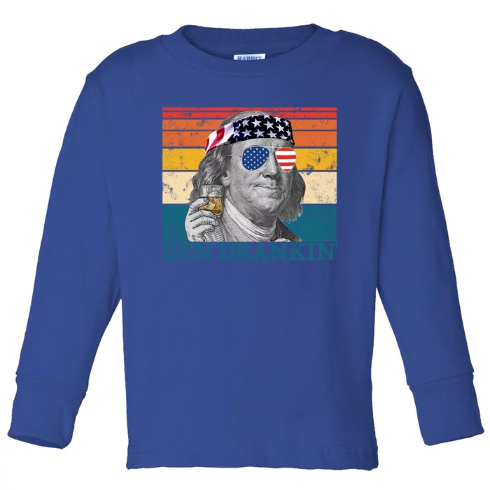 Ben Drankin Patriotic Ing American Retro Ben Franklin Meaningful Gift Toddler Long Sleeve Shirt