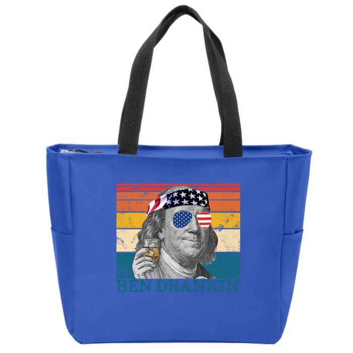 Ben Drankin Patriotic Ing American Retro Ben Franklin Meaningful Gift Zip Tote Bag