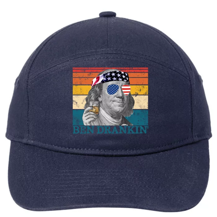 Ben Drankin Patriotic Ing American Retro Ben Franklin Meaningful Gift 7-Panel Snapback Hat