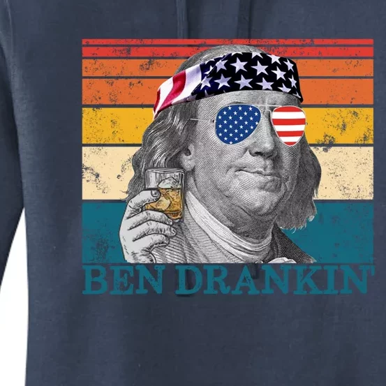 Ben Drankin Patriotic Ing American Retro Ben Franklin Meaningful Gift Women's Pullover Hoodie