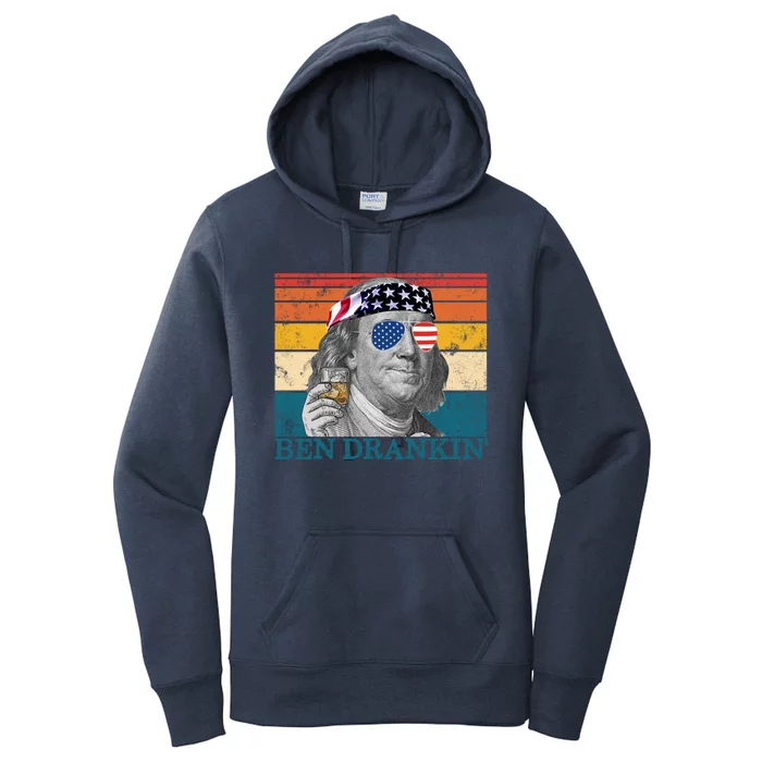 Ben Drankin Patriotic Ing American Retro Ben Franklin Meaningful Gift Women's Pullover Hoodie