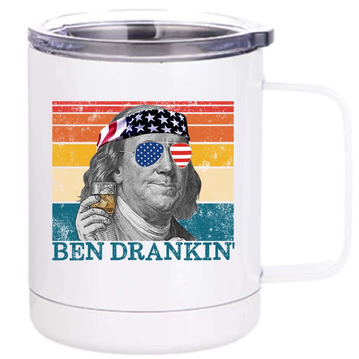 Ben Drankin Patriotic Ing American Retro Ben Franklin Meaningful Gift Front & Back 12oz Stainless Steel Tumbler Cup