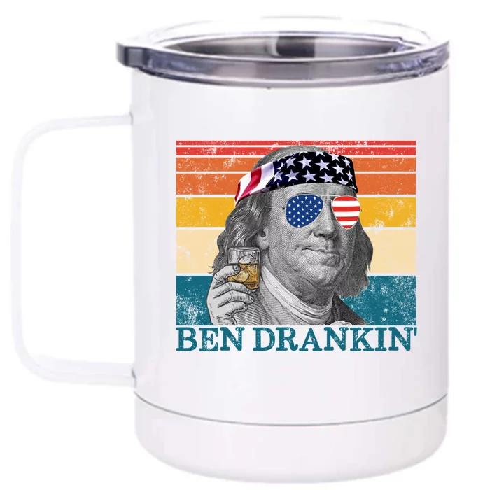 Ben Drankin Patriotic Ing American Retro Ben Franklin Meaningful Gift Front & Back 12oz Stainless Steel Tumbler Cup