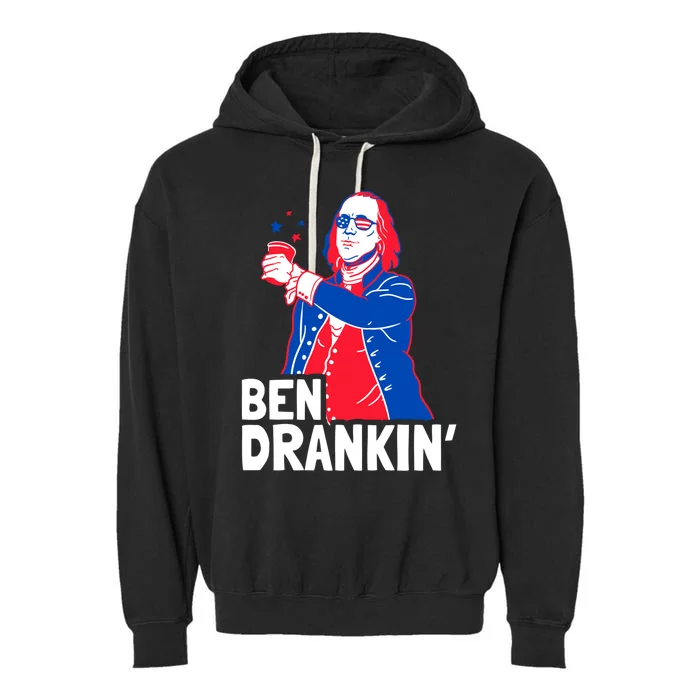 Ben Drankin Patriotic Independence Day 4th Of July Party Gift Garment-Dyed Fleece Hoodie