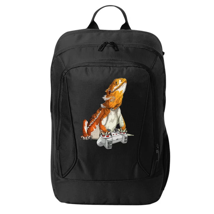 Bearded Dragon Playing Video Games Reptiles lizard Gamers City Backpack