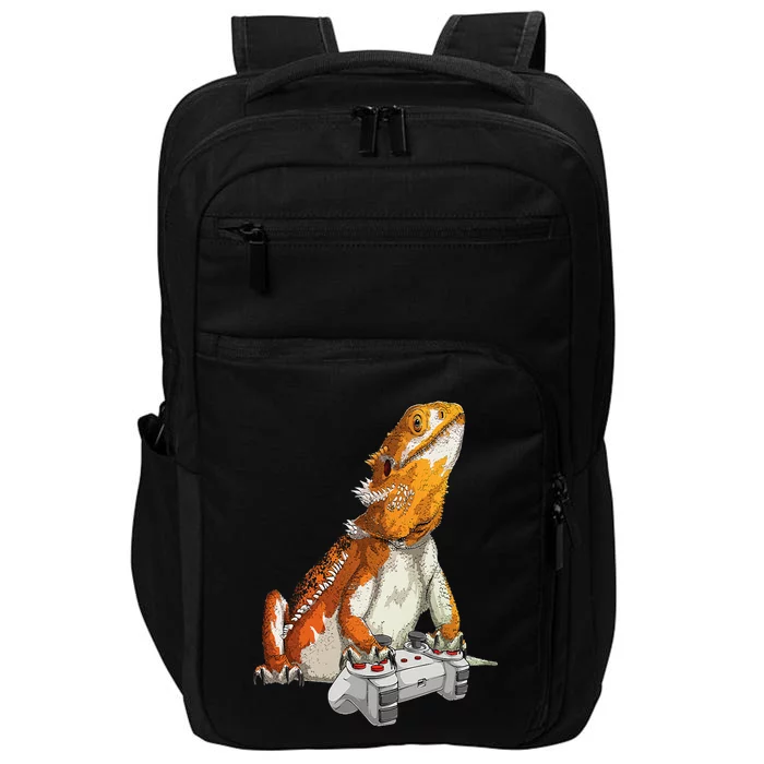 Bearded Dragon Playing Video Games Reptiles lizard Gamers Impact Tech Backpack