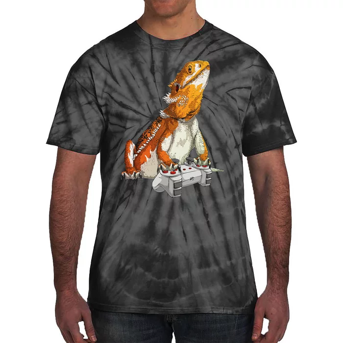 Bearded Dragon Playing Video Games Reptiles lizard Gamers Tie-Dye T-Shirt