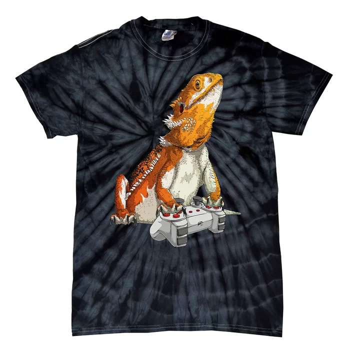 Bearded Dragon Playing Video Games Reptiles lizard Gamers Tie-Dye T-Shirt