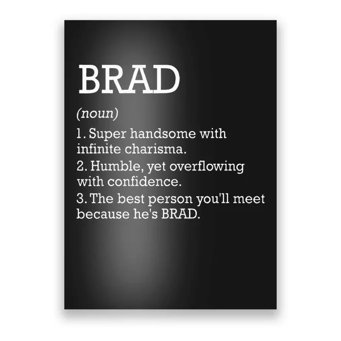 Brad Definition Personalized Name Brad Funny Birthday Poster