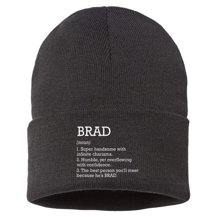 Brad Definition Personalized Name Brad Funny Birthday Sustainable Knit Beanie