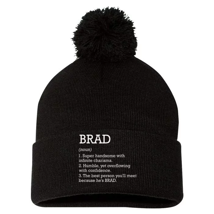 Brad Definition Personalized Name Brad Funny Birthday Pom Pom 12in Knit Beanie