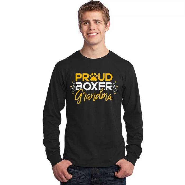 Boxer Dog Proud Grandma Granddog Boxer Breed Lovers Tall Long Sleeve T-Shirt