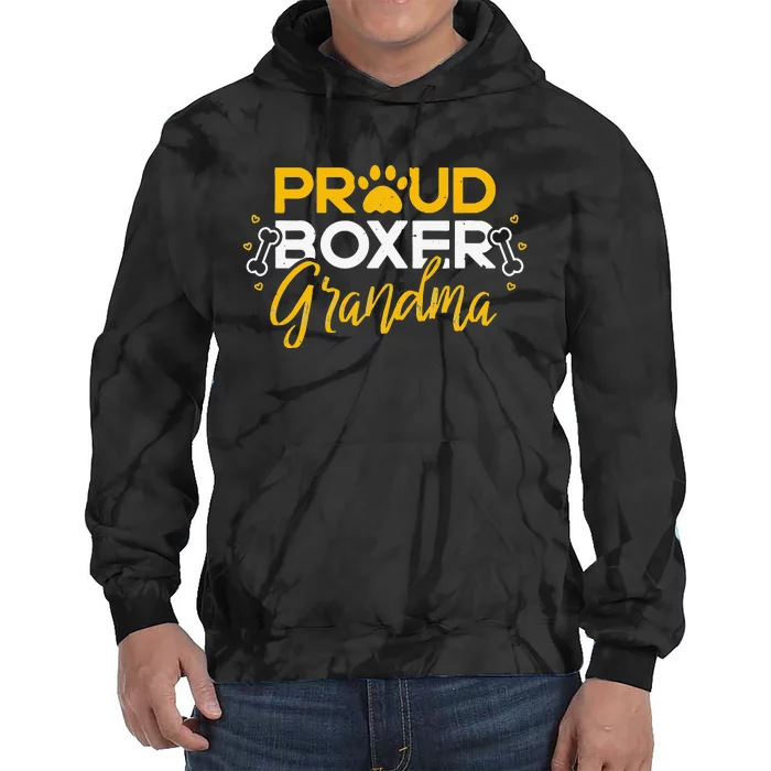 Boxer Dog Proud Grandma Granddog Boxer Breed Lovers Tie Dye Hoodie