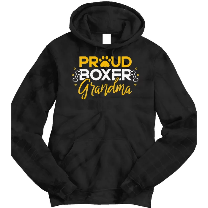 Boxer Dog Proud Grandma Granddog Boxer Breed Lovers Tie Dye Hoodie