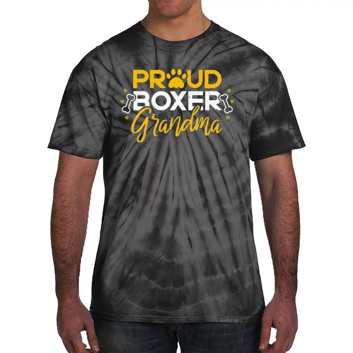 Boxer Dog Proud Grandma Granddog Boxer Breed Lovers Tie-Dye T-Shirt