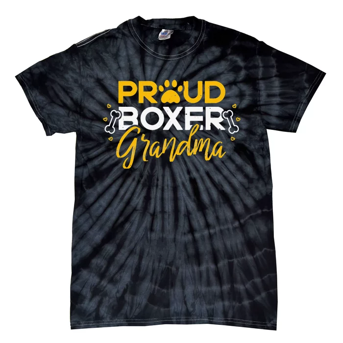 Boxer Dog Proud Grandma Granddog Boxer Breed Lovers Tie-Dye T-Shirt