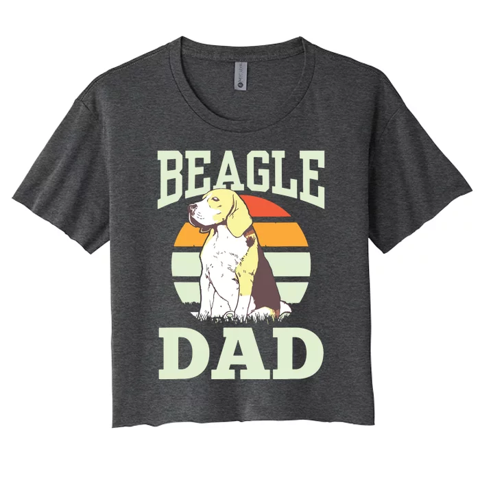 Beagle Dad Puppy Beagles Dog Lover Father Daddy Papa Women's Crop Top Tee