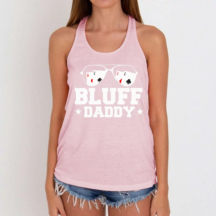 Bluff Daddy Poker Player Women's Knotted Racerback Tank