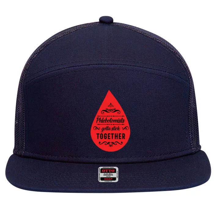 Blood Donor Phlebotomist Together Life Saver Syringe Gift 7 Panel Mesh Trucker Snapback Hat